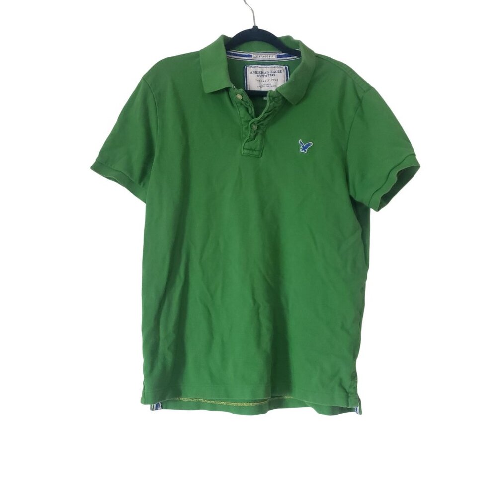 AEO Mens The Eagle‎ Polo Vintage Fit Green Short Sleeve Shirt Size L Preppy Golf